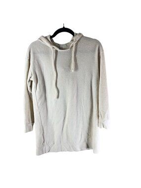 BCBGeneration Womens Hoodie Pullover Fuzzy Terrycloth Ivory XXS